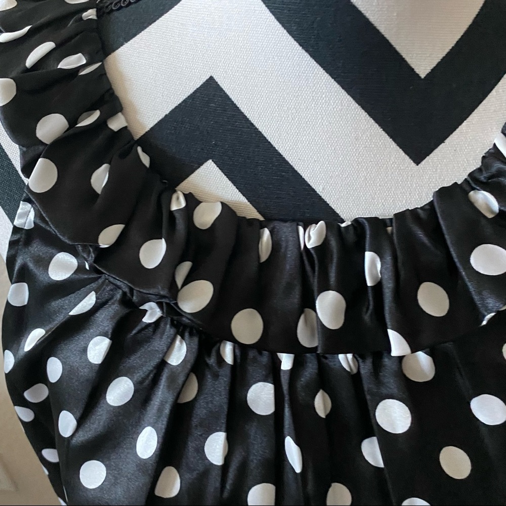 Agora || black silky polka dot halter top - Picture 5 of 5